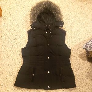 A.N.A Hooded Black Puffer Vest